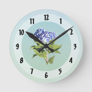 Elegante Blauwe Hortensia Ronde Klok