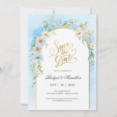 Elegante Blauwe Hortensia Save The Date (Voorkant)