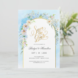 Elegante Blauwe Hortensia Save The Date
