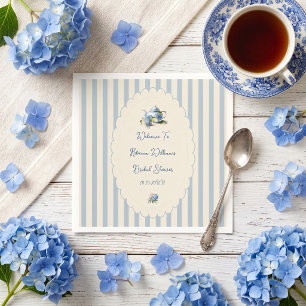 Elegante Blauwe Hortensia Theepartij Bruidsborrel Servet