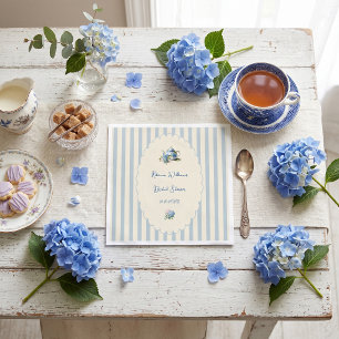 Elegante Blauwe Hortensia Theepartij Bruidsborrel Servet