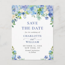 Elegante Blauwe Hortensia Trouw Save The Date