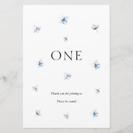 Elegante Blauwe Hortensia Trouwtafel Naam Kaart