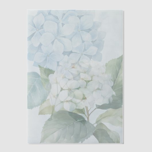 Elegante Blauwe Hortensia Vellum Overlay Uitnodigi Uitnodigingen (Voorkant)