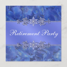 Elegante Blauwe Hortensia Vrouw Pensioneringsfeest Kaart