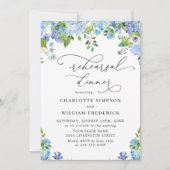 Elegante Blauwe Hortensia Watercolor OEFEN DINER Kaart (Voorkant)