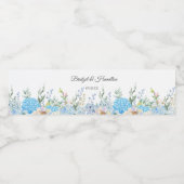 Elegante Blauwe Hortensia Waterfles Etiket (Enkel label)