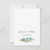 Elegante Blauwe Hortensia Waterverf Bruiloft RSVP Kaartje (Achterkant)