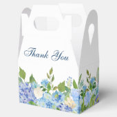 Elegante Blauwe Hortensia Waterverf Groen Bedankdoosjes (Geopend)