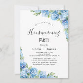 Elegante blauwe hortensia | white housewarming kaart (Voorkant)