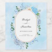 Elegante Blauwe Hortensia Wijn Etiket (Enkel label)