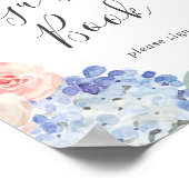 Elegante Blauwe Hortensia | Witte gastboekbord Poster (Hoek)