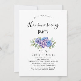 Elegante Blauwe Hortensia | Witte Huisverwarming  Kaart