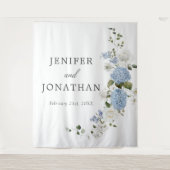 Elegante blauwe hortensia witte rozen bloemige tro wandkleed (Voorkant)