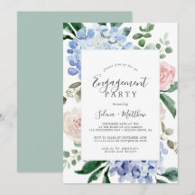 Elegante Blauwe Hortensia | Witte Verloving Feest