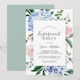 Elegante Blauwe Hortensia | Witte Verloving Feest Kaart