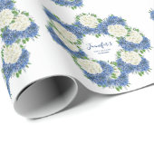 Elegante Blauwe Hortensia Zomer Lente Baby Shower Cadeaupapier (Rol Hoek)