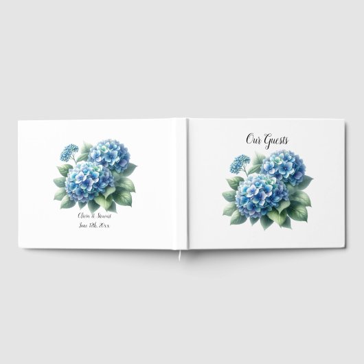 Elegante blauwe hortensia's gastenboek (Volledig)