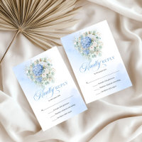 Elegante Blauwe Hortensia's Gouden Trouw RSVP Kaar