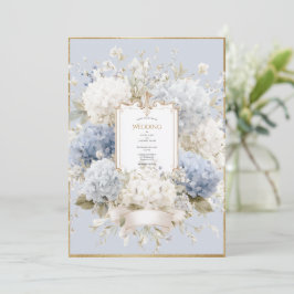 Elegante Blauwe Hortensia's Vintage Bruiloft Kaart