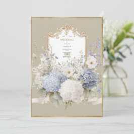 Elegante Blauwe Hortensia's Vintage Bruiloft Kaart