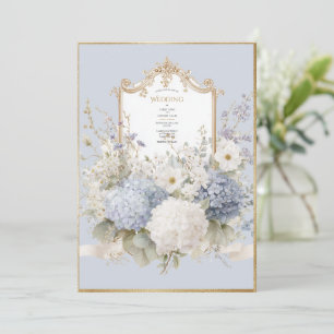 Elegante Blauwe Hortensia's Vintage Bruiloft Kaart