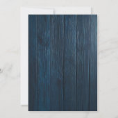 Elegante blauwe houten bloemenslingerlichten bruil kaart (Achterkant)