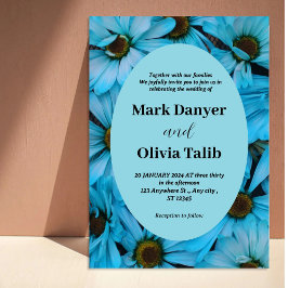 Elegante Blauwe Huwelijksuitnodiging Sjabloon Kaart