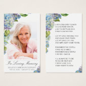 Elegante Blauwe Hydrangea Bloemen Foto Begrafenis  Visitekaartje (Voorkant /achterkant)