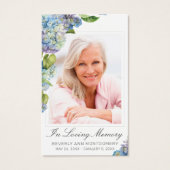 Elegante Blauwe Hydrangea Bloemen Foto Begrafenis  Visitekaartje (Voorkant)