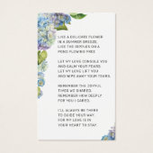 Elegante Blauwe Hydrangea Bloemen Foto Begrafenis  Visitekaartje (Achterkant)