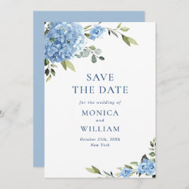 Elegante Blauwe Hydrangea Bloemen Lente Bruiloft Save The Date