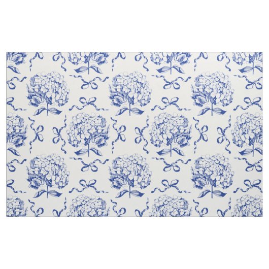 Elegante Blauwe Hydrangea Bloemenbogen Stof (Fat Quarter)