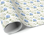 Elegante Blauwe Hydrangea Bloemenpatroon Cadeaupapier (Rol Hoek)