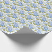 Elegante Blauwe Hydrangea Bloemenpatroon  Cadeaupapier (Hoek)