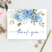 Elegante Blauwe Hydrangea Eucalyptus Bloem Dank u Briefkaart