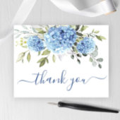 Elegante Blauwe Hydrangea Eucalyptus Bloem Dank u Briefkaart
