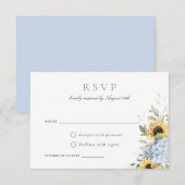 Elegante Blauwe Hydrangea Zonnebloemen Bruiloft RS Kaart (Voorkant / Achterkant)