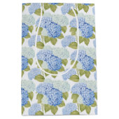Elegante blauwe hydrangeabloemenpatroon medium cadeauzakje (Voorkant)