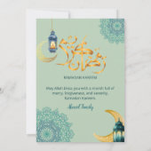Elegante Blauwe Iftar met Lantaarn en Halve Maan Kaart (Achterkant)