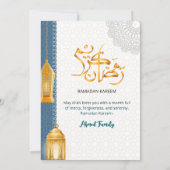 Elegante blauwe islamitische Ramadan Iftar-uitnodi Kaart (Achterkant)