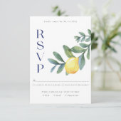 Elegante blauwe Italiaanse citroen botanische trou Informatiekaartje (Staand voorkant)