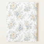 Elegante Blauwe & Ivoren Bloemen Planner (Achterkant)
