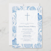 Elegante Blauwe Jongen doop doop doop Kaart (Voorkant)