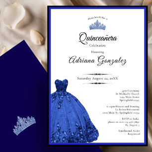 Elegante blauwe jurk 15e verjaardag Quinceanera Kaart