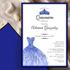 Elegante blauwe jurk 15e verjaardag Quinceanera Kaart