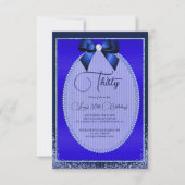 Elegante blauwe juweel boog & glitter verjaardag kaart (Voorkant)