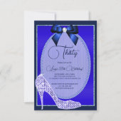 Elegante Blauwe Juweel Bow & Stiletto Verjaardag Kaart (Voorkant)