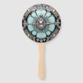 Elegante blauwe juwelen look handfans handwaaier (Achterkant)