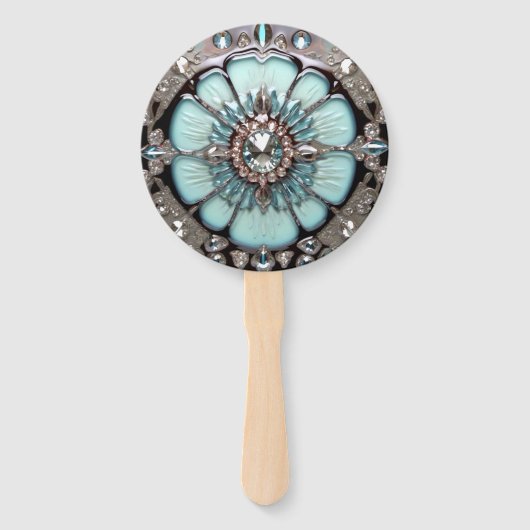 Elegante blauwe juwelen look handfans handwaaier (Voorkant)